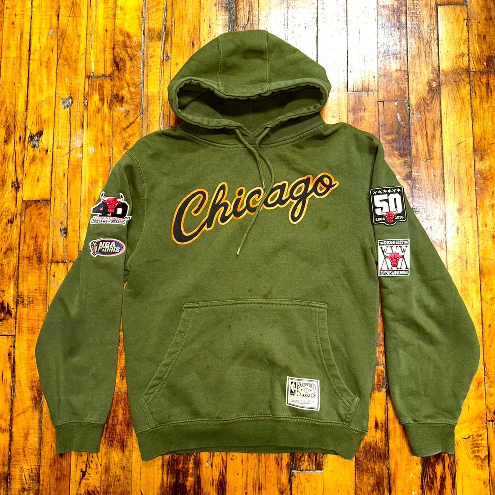 Chicago Bulls NBA Mitchell & Ness Script Flight Hoodie Kids S Green Basketball